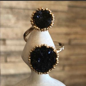 🌸NWT Black Druzy End Adjustable Cuff Rings🌸